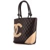 Chanel Cambon small model handbag in dark brown quilted leather and beige leather - 00pp thumbnail