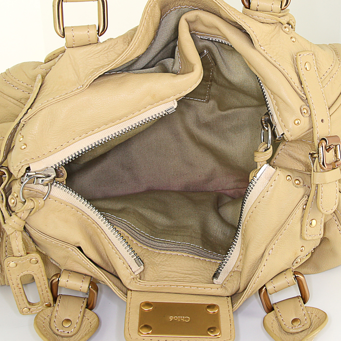 バッグ Chloe Paddington Hand Bag beige Chloe Paddington 2Way Metallic Beige Shoulder Bag Padlock
