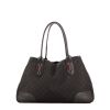 Shopping bag Gucci in tessuto siglato nero e pelle nera - 360 thumbnail