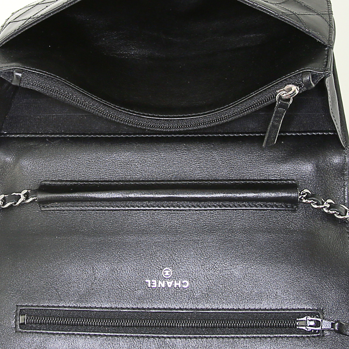 Borsa/pochette Chanel Wallet on Chain in pelle trapuntata nera - Detail D2