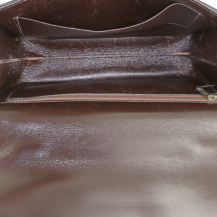 Sac à main Hermès Sandrine en cuir box marron - Detail D2