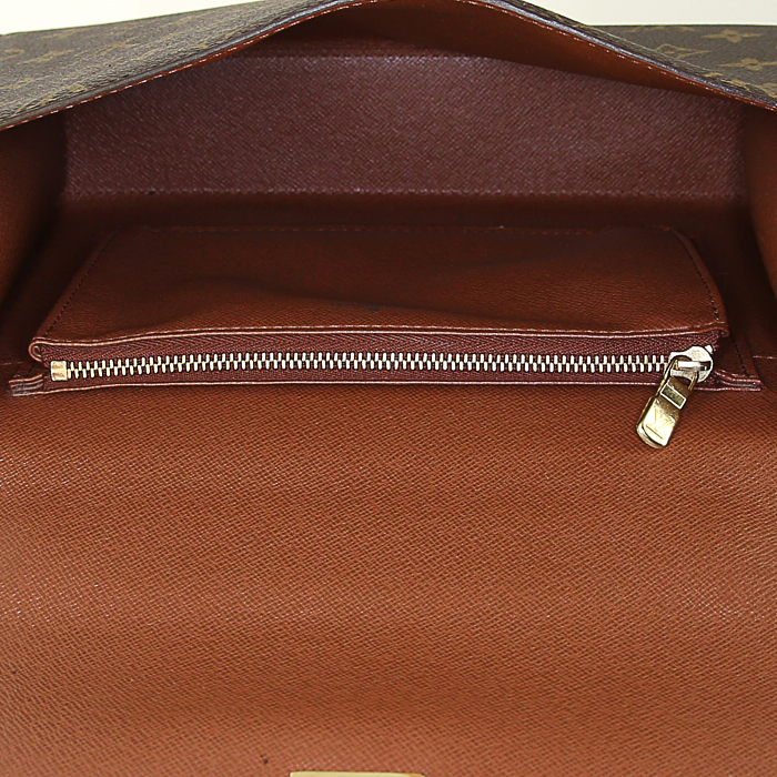 Bolso de mano Louis Vuitton Malesherbes en lona Monogram revestida marrón y cuero marrón - Detail D2