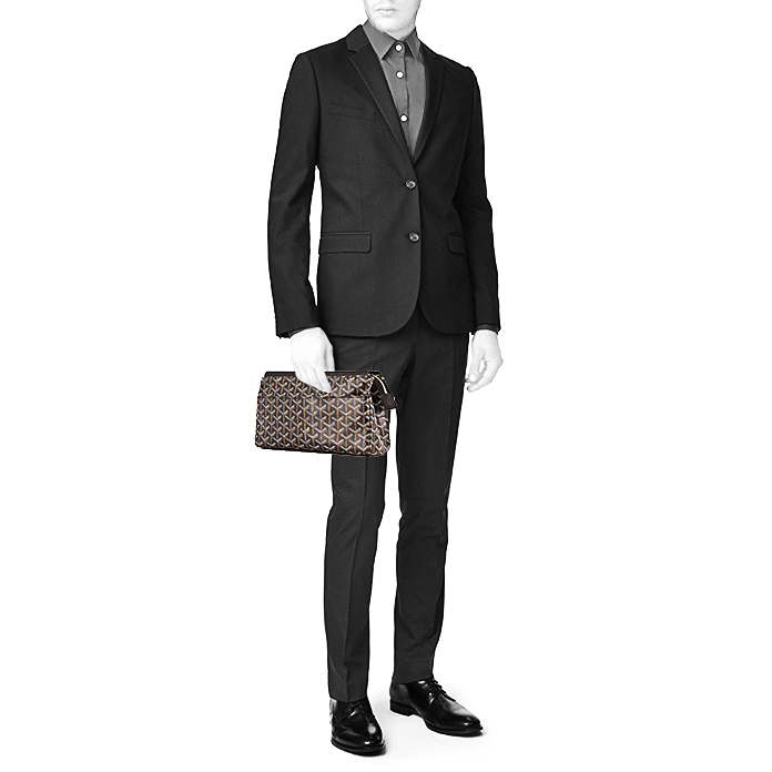 Goyard Jouvence toilet set in black and white monogram canvas and black leather - Detail D1