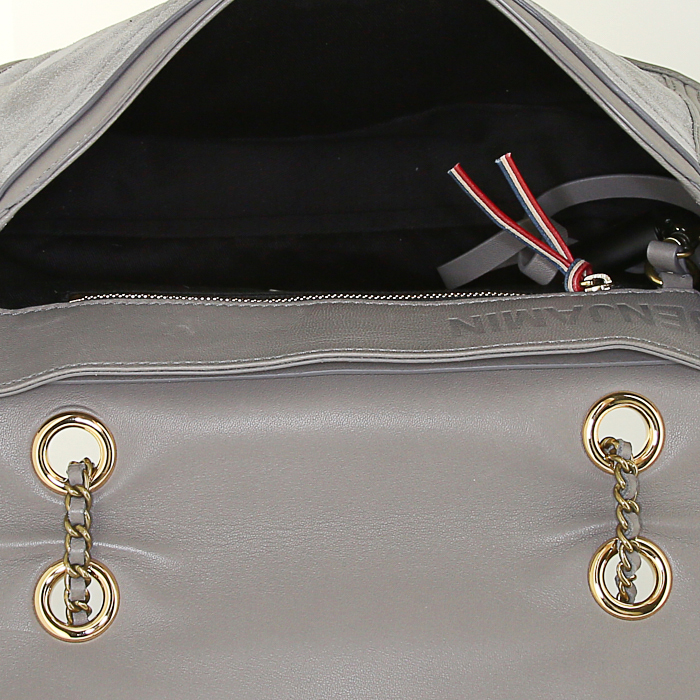 Jerome Dreyfuss shoulder bag in taupe suede and taupe leather - Detail D3