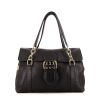 Fendi Selleria handbag in black grained leather - 360 thumbnail