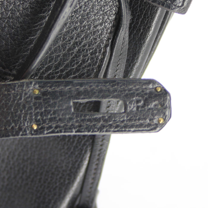 Bolso de mano Hermes Kelly 32 cm en cuero Fjord negro - Detail D5