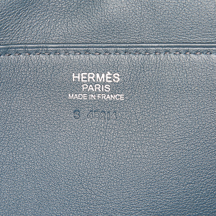 Bolso de mano Hermes Lindy en cuero azul y cuero de ternero doblis azul - Detail D3