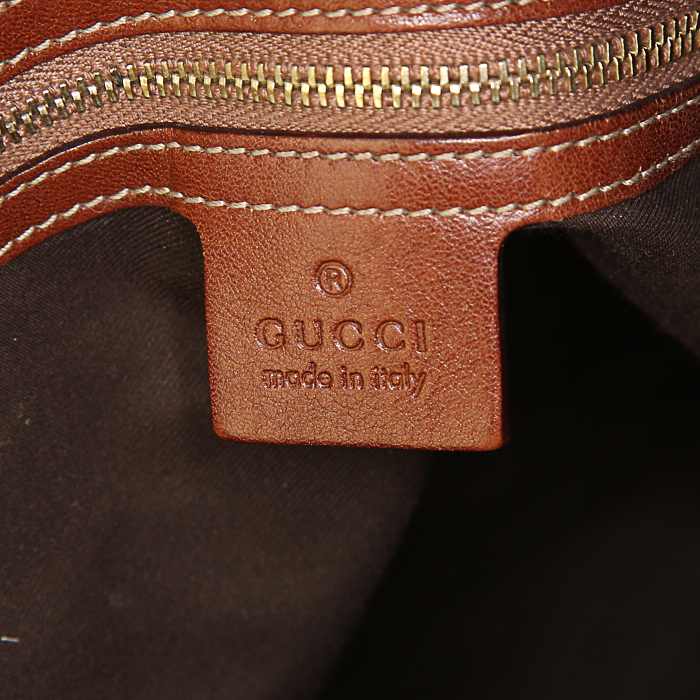 Bolso para llevar al hombro Gucci Pelham en lona Monogram beige y cuero marrón - Detail D3