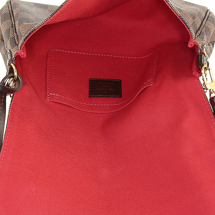 Louis Vuitton Favorite medium model handbag/clutch in ebene damier canvas and brown leather - Detail D3