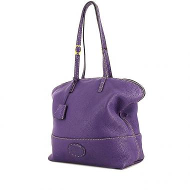 Bolso de mano Fendi Selleria en cuero granulado violeta