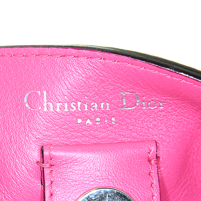 Dior Diorissimo large model handbag in blue grained leather - Detail D4