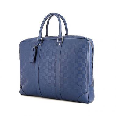 Borsa portadocumenti Louis Vuitton in pelle blu a scacchi