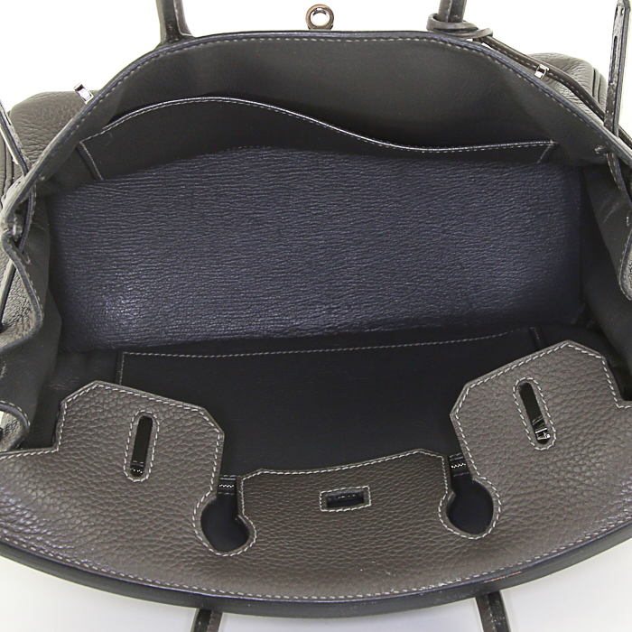 Borsa Hermes Birkin 30 cm in pelle togo grigio Graphite - Detail D2