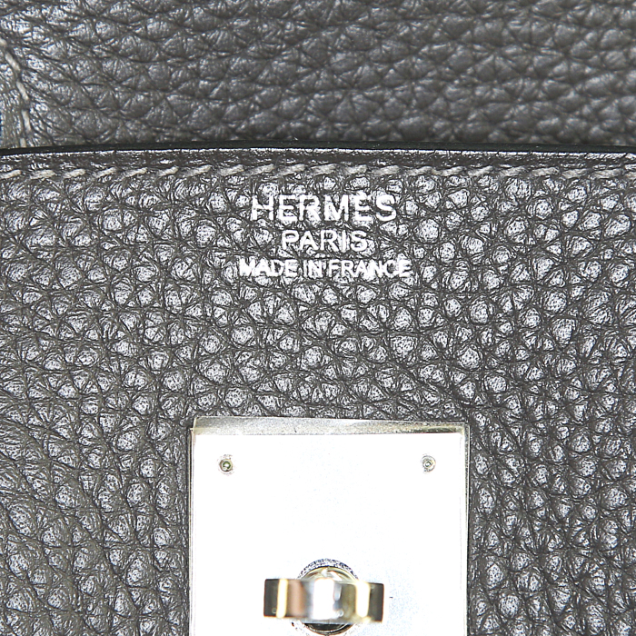 Borsa Hermes Birkin 30 cm in pelle togo grigio Graphite - Detail D3