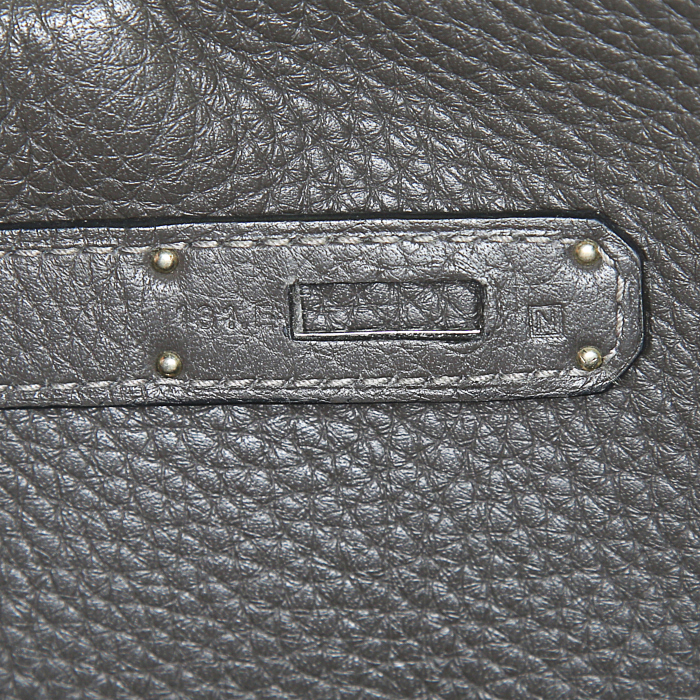 Borsa Hermes Birkin 30 cm in pelle togo grigio Graphite - Detail D4