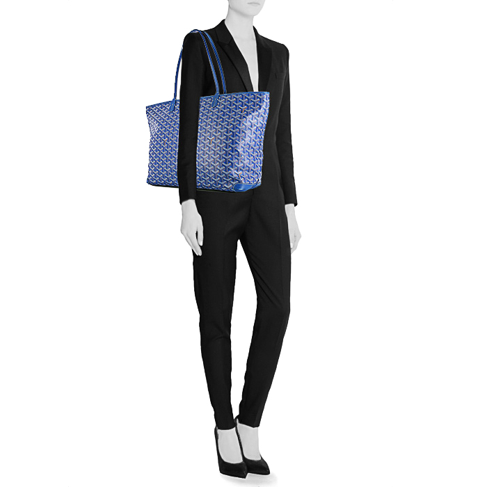 Bolso Cabás Goyard Artois en lona Monogram revestida azul y cuero azul - Detail D1