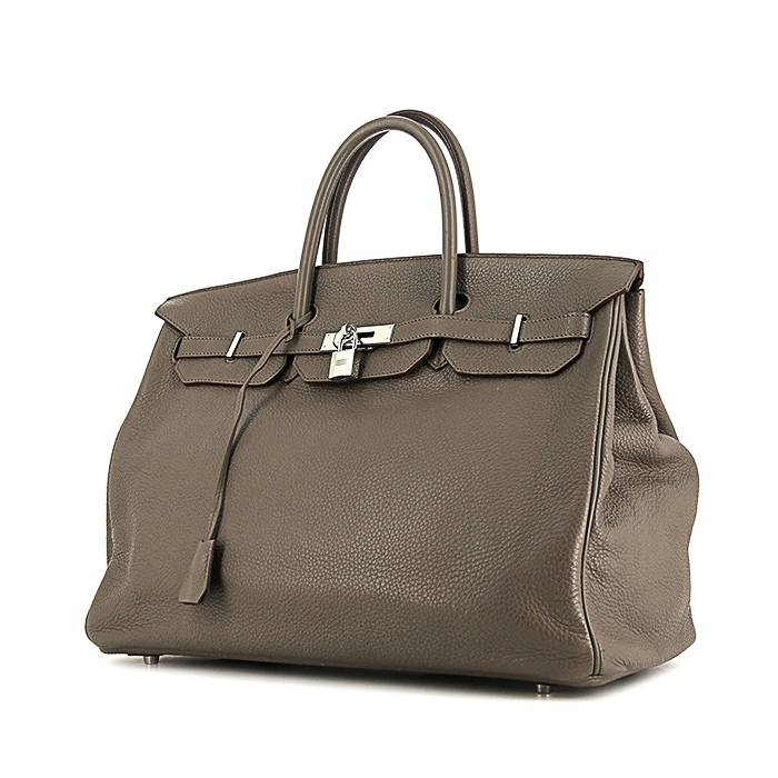 Borsa Hermes Birkin 40 cm in pelle togo grigia stagna
