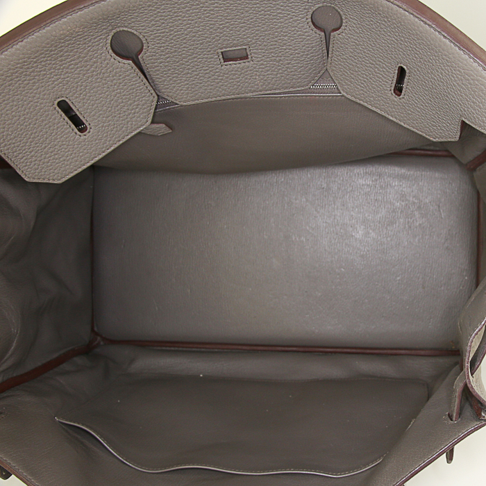 Sac à main Hermes Birkin 40 cm en cuir togo gris étain - Detail D2