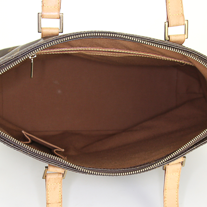 Sac cabas Louis Vuitton Piano en toile monogram enduite et cuir naturel - Detail D2