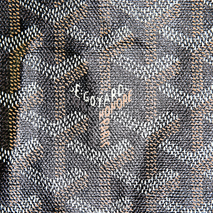 Goyard Comores shopping bag in black monogram canvas and brown leather - Detail D3