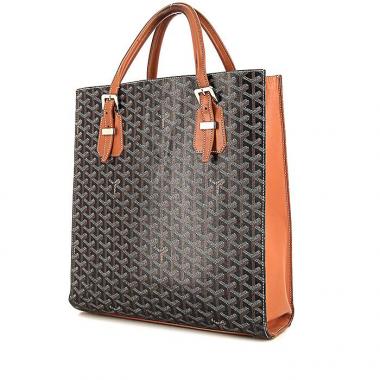 Bolso Cabás Goyard Comores en lona Monogram negra y cuero marrón