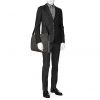 Sac bandoulière Louis Vuitton Brooklyn grand modèle en toile damier graphite grise et tissu noir - Detail D1 thumbnail