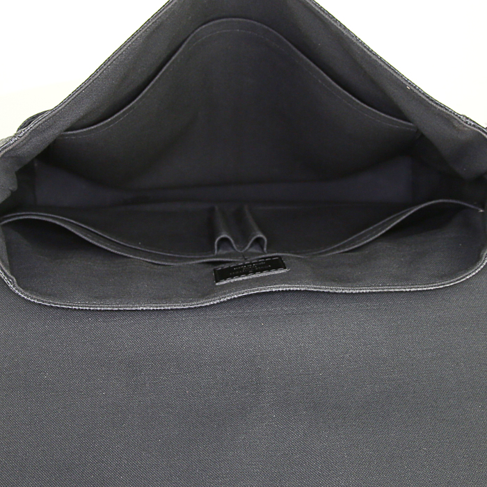 Louis Vuitton Brooklyn large model shoulder bag in grey damier graphite canvas and black canvas - Detail D2