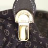 Borsa da spalla o a mano Louis Vuitton Romance in tela di lino marrone e pelle marrone - Detail D4 thumbnail