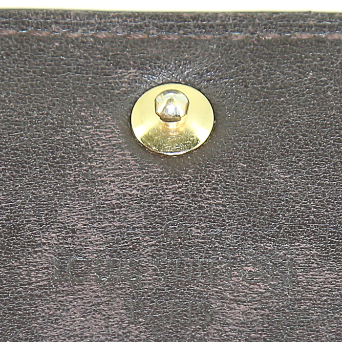 Portafogli Louis Vuitton Sarah in pelle verniciata monogram bicolore bordeaux e pelle marrone - Detail D3