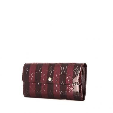 Portefeuille Louis Vuitton Sarah en cuir vernis monogram deux tons bordeaux et cuir marron