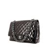 Chanel Timeless jumbo handbag in black patent quilted leather - 00pp thumbnail