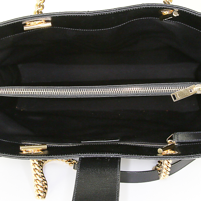 Sac cabas Saint Laurent Grand Shopping en cuir matelassé noir - Detail D2