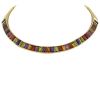 Hald-rigid opening Vintage 1990's necklace in yellow gold and colored stones - 00pp thumbnail