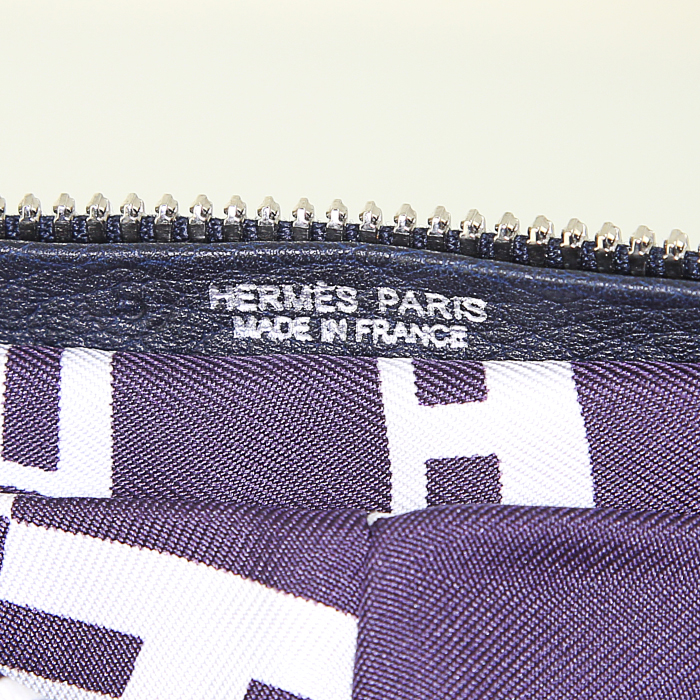 Hermes Silky Pop - Shop Bag shopping bag in purple and white bicolor printed canvas and purple leather - Detail D4