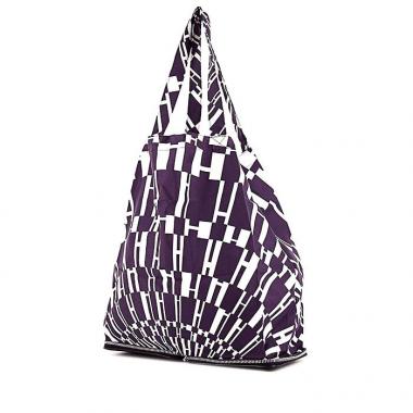 Shopping bag Hermes Silky Pop - Shop Bag in tela con stampa bicolore viola e bianca H e pelle viola
