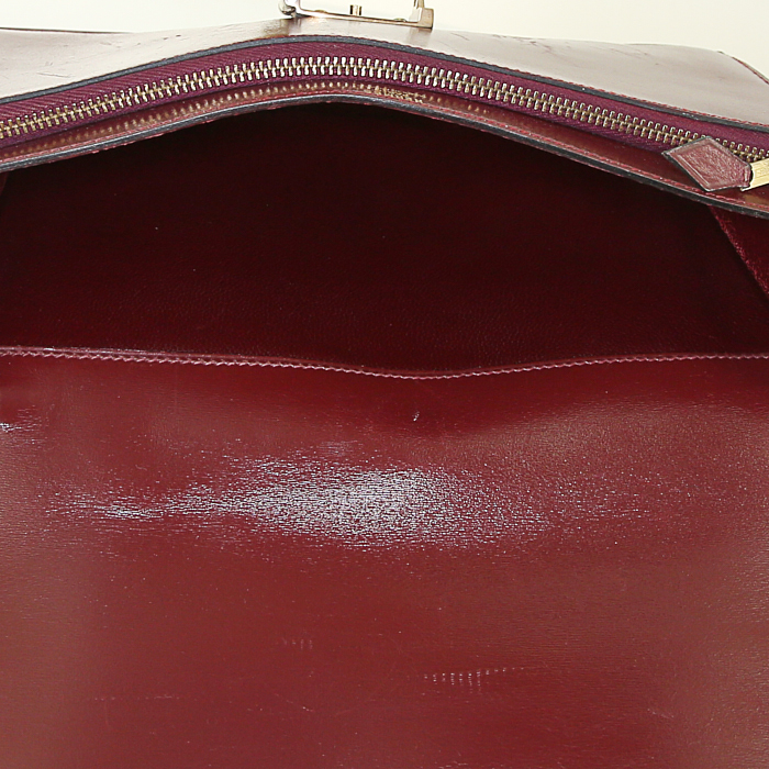 Pochette Hermès Jet en cuir box bordeaux - Detail D2