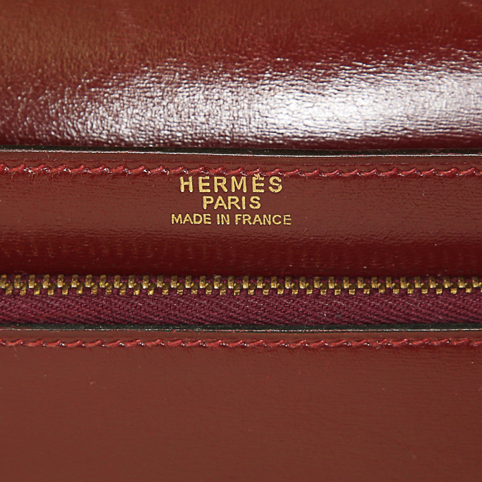 Pochette Hermès Jet en cuir box bordeaux - Detail D3