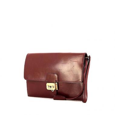 Pochette Hermès Jet in pelle box bordeaux