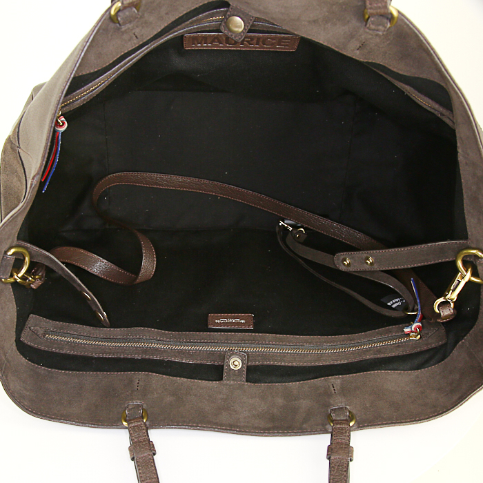 Bolso Cabás Jerome Dreyfuss en cuero marrón y ante marrón - Detail D2