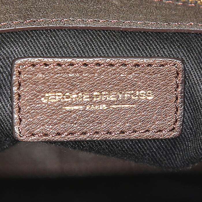 Sac cabas Jerome Dreyfuss en cuir marron et daim marron - Detail D3