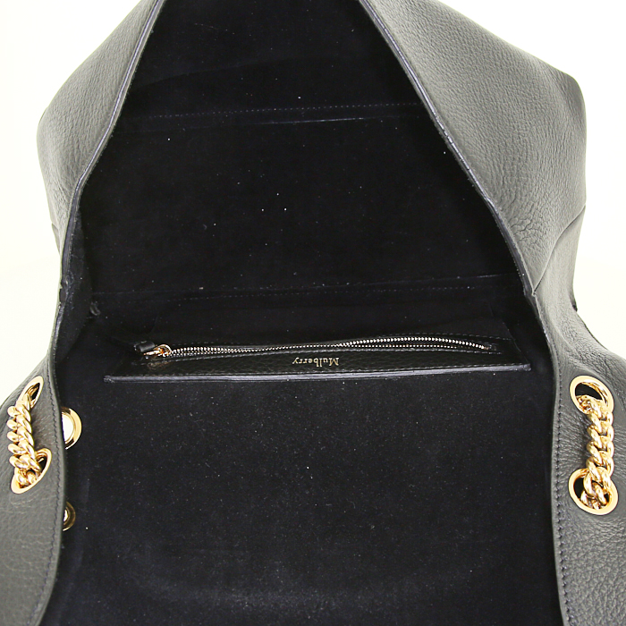 Sac porté épaule ou main Mulberry en cuir grainé noir - Detail D3