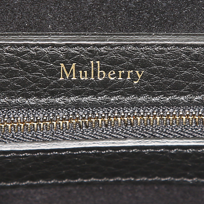 Sac porté épaule ou main Mulberry en cuir grainé noir - Detail D4