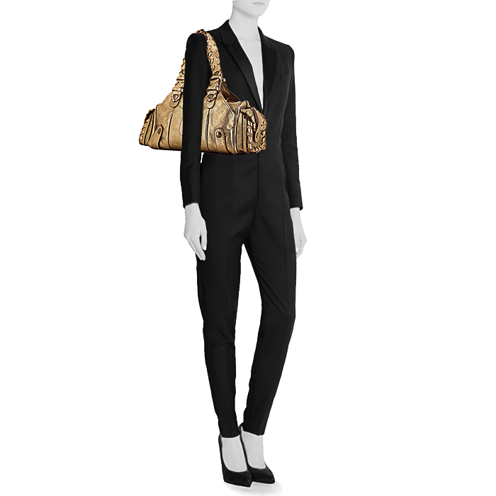 Chloé Silverado handbag in gold leather - Detail D1