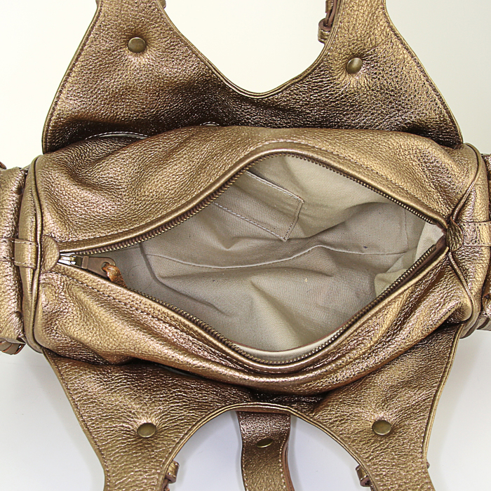 Chloé Silverado handbag in gold leather - Detail D2