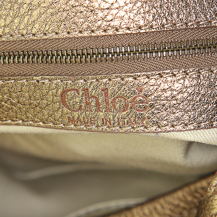 Chloé Silverado handbag in gold leather - Detail D3