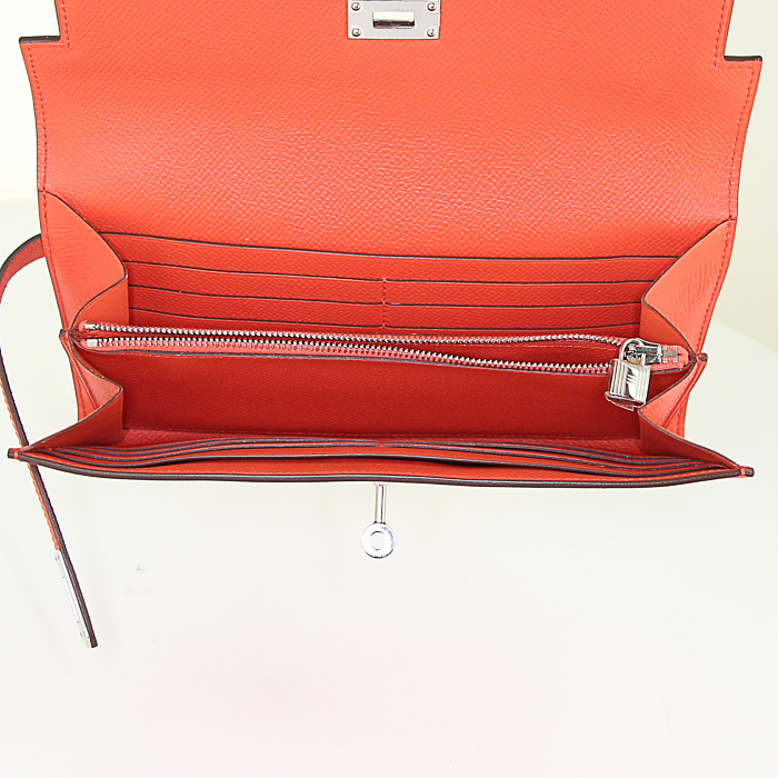 Hermès Kelly - Clutch wallet in Poppy orange epsom leather - Detail D2