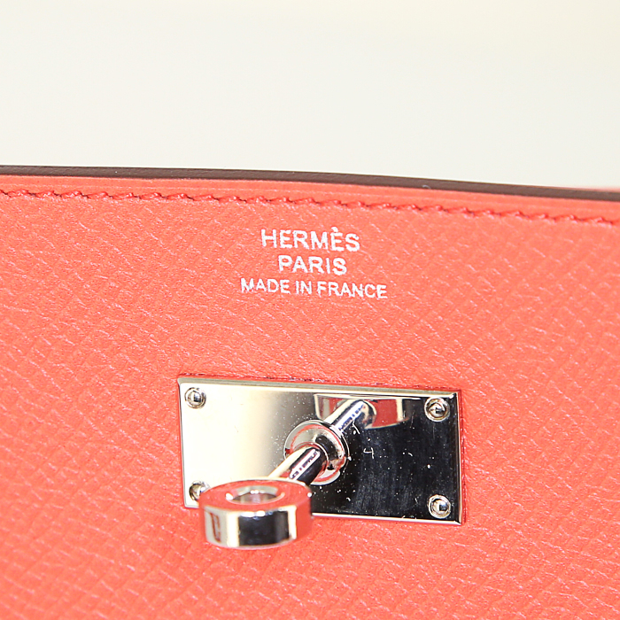 Hermès Kelly - Clutch wallet in Poppy orange epsom leather - Detail D3