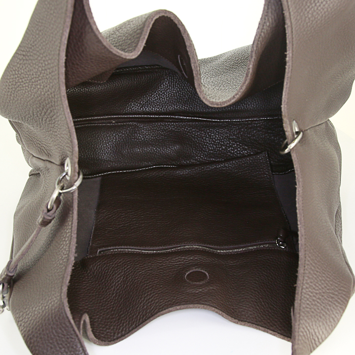 Borsa Bottega Veneta Campana in pelle martellata marrone scuro - Detail D2
