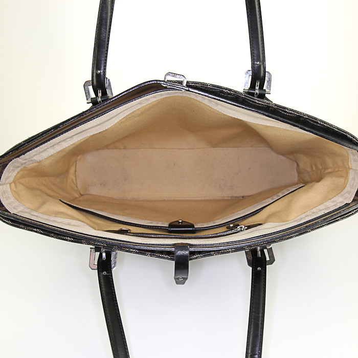 Bolso Cabás Goyard Marie Galante en lona Monogram revestida negra y cuero negro - Detail D2