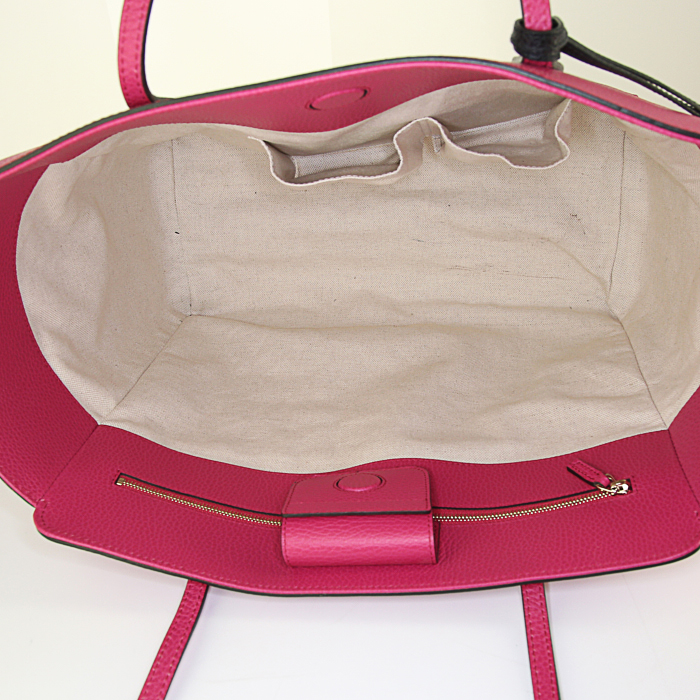 Sac cabas Gucci Swing en cuir rose - Detail D2